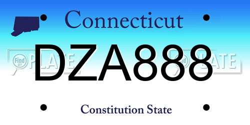 DZA888 Connecticut License Plate