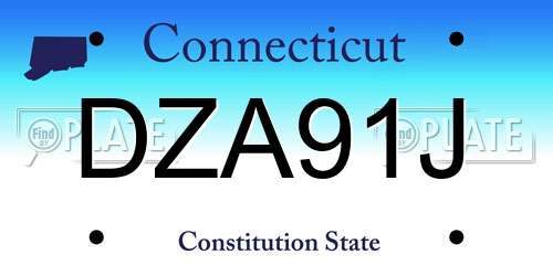 DZA91J Connecticut License Plate