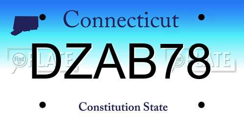 DZAB78 Connecticut License Plate