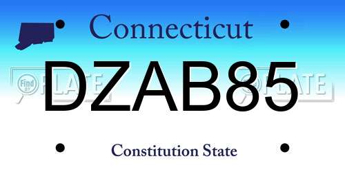DZAB85 Connecticut License Plate