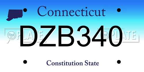 DZB340 Connecticut License Plate