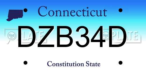 DZB34D Connecticut License Plate