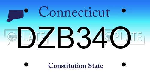 DZB34O Connecticut License Plate