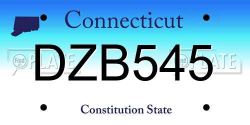 DZB545 Connecticut License Plate