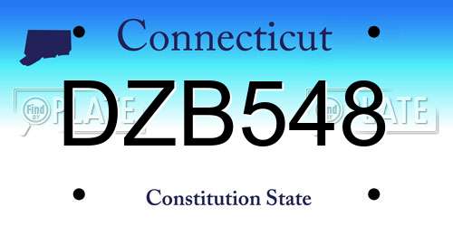 DZB548 Connecticut License Plate