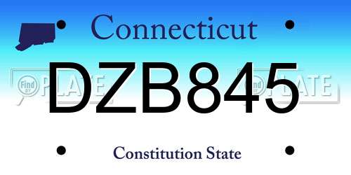 DZB845 Connecticut License Plate
