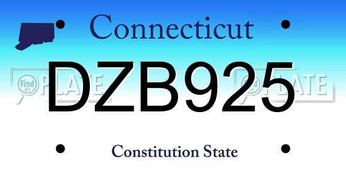 DZB925 Connecticut License Plate