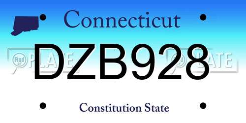 DZB928 Connecticut License Plate