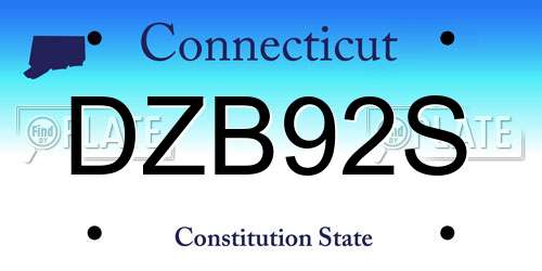 DZB92S Connecticut License Plate