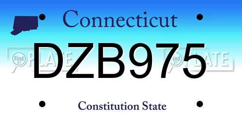 DZB975 Connecticut License Plate