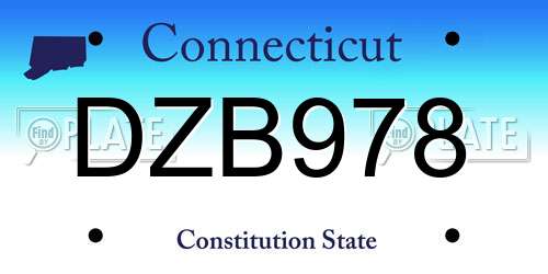 DZB978 Connecticut License Plate