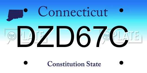 DZD67C Connecticut License Plate