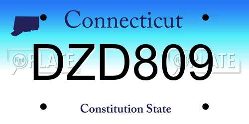 DZD809 Connecticut License Plate