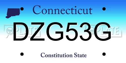 DZG53G Connecticut License Plate