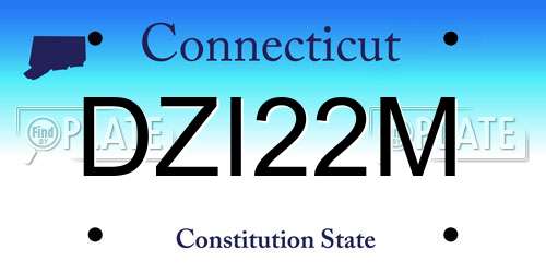 DZI22M Connecticut License Plate