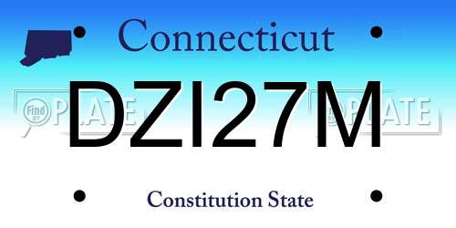 DZI27M Connecticut License Plate