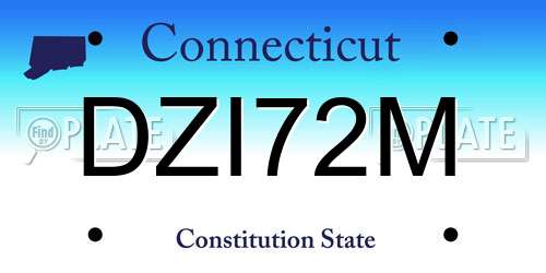 DZI72M Connecticut License Plate