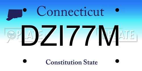 DZI77M Connecticut License Plate