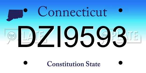 DZI9593 Connecticut License Plate