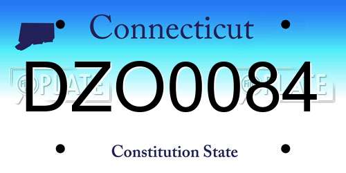 DZO0084 Connecticut License Plate
