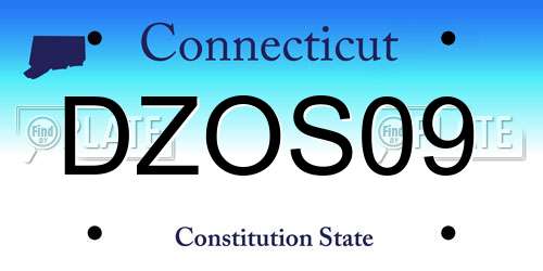 DZOS09 Connecticut License Plate