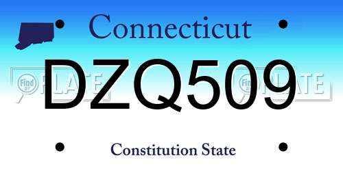 DZQ509 Connecticut License Plate