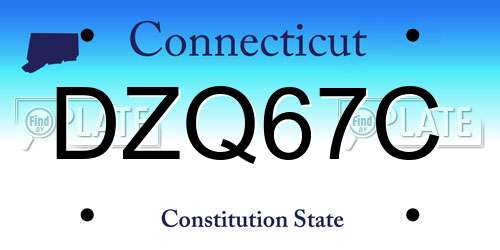 DZQ67C Connecticut License Plate