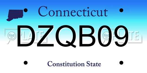 DZQB09 Connecticut License Plate