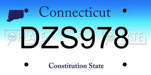 DZS978 Connecticut License Plate