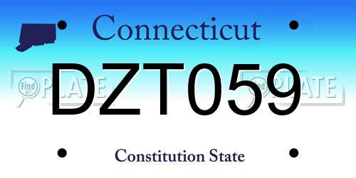 DZT059 Connecticut License Plate