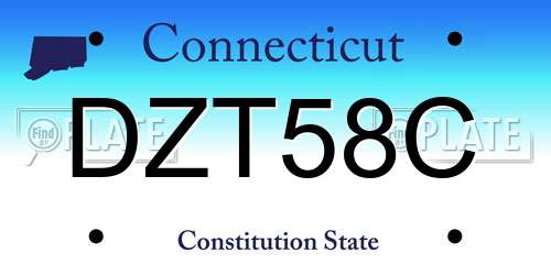 DZT58C Connecticut License Plate