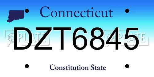 DZT6845 Connecticut License Plate