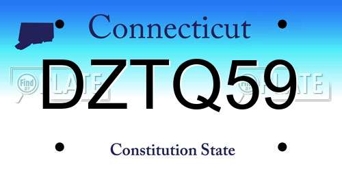 DZTQ59 Connecticut License Plate