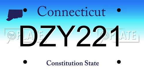 DZY221 Connecticut License Plate