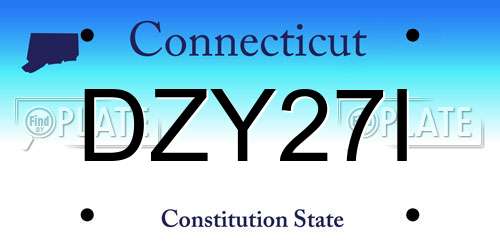 DZY27I Connecticut License Plate