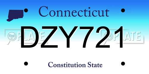 DZY721 Connecticut License Plate