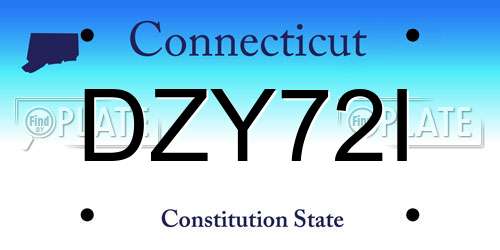 DZY72I Connecticut License Plate