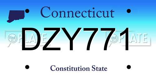 DZY771 Connecticut License Plate