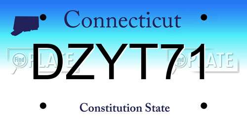 DZYT71 Connecticut License Plate