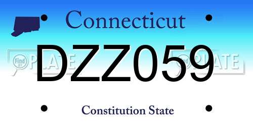 DZZ059 Connecticut License Plate