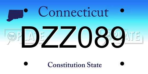 DZZ089 Connecticut License Plate