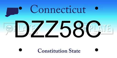 DZZ58C Connecticut License Plate