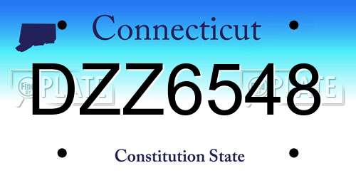 DZZ6548 Connecticut License Plate