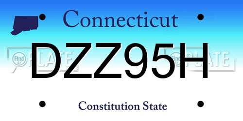 DZZ95H Connecticut License Plate