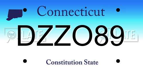DZZO89 Connecticut License Plate
