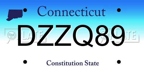 DZZQ89 Connecticut License Plate