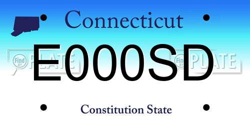 E000SD Connecticut License Plate