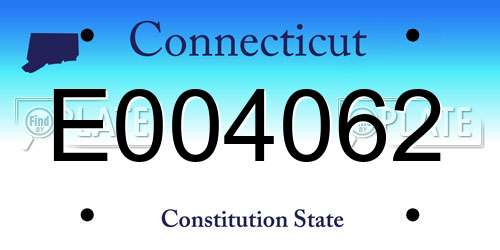 E004062 Connecticut License Plate