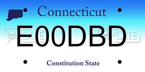 E00DBD Connecticut License Plate