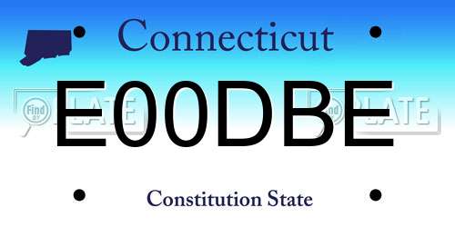 E00DBE Connecticut License Plate